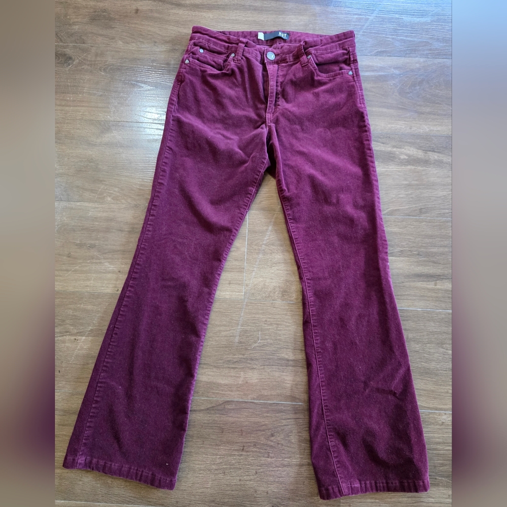 Kut from the Kloth Women's Flare Corduroy Pants/ Deep Burgundy Size 10